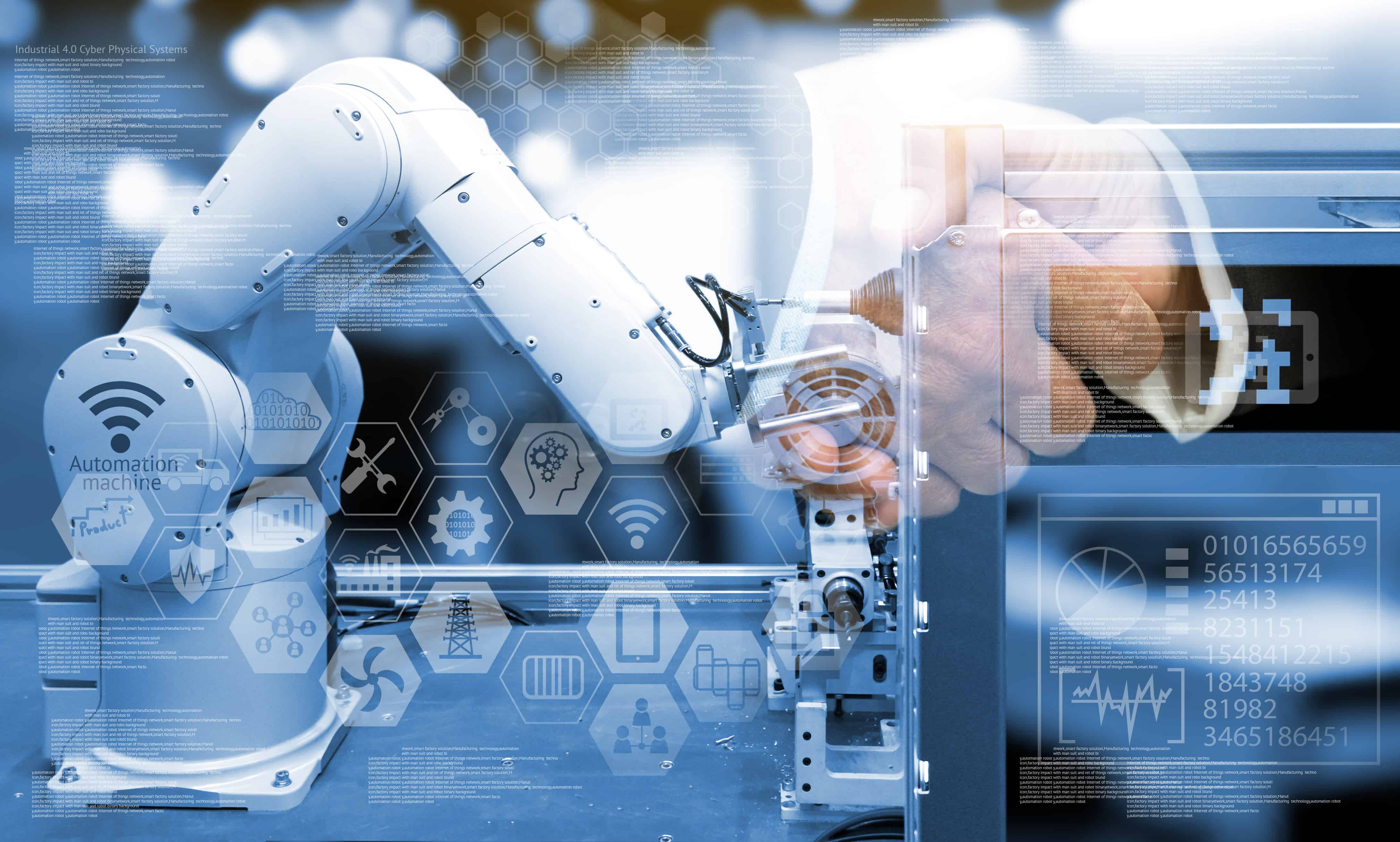 Industry 4.0 concept .Two Business people shaking hands with industry
